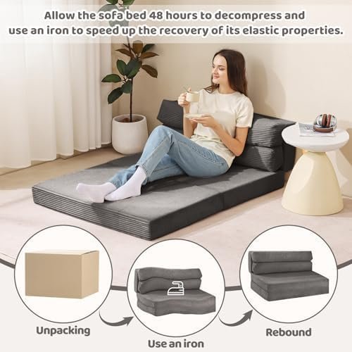 Folding Sofa Bed, Convertible Sleeper Chair with Pilow Foldable Matress - Image 9
