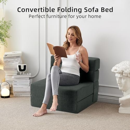 FILUXE Convertible Folding Sofa Bed - Sleeper Chair with Pillow, Modern Linen - Image 6