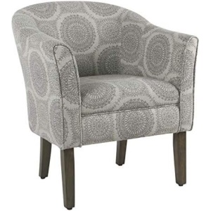 HomePop Barrel Shaped Accent Chair, Grey Medallion