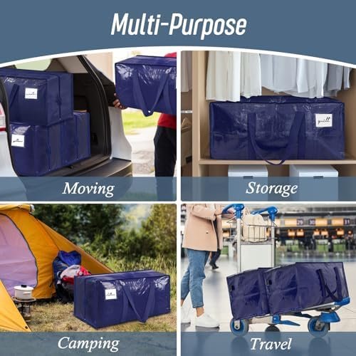 6 Pack Extra Heavy Duty Large Moving Bags with Strong Zipper & Comfortable - Image 7