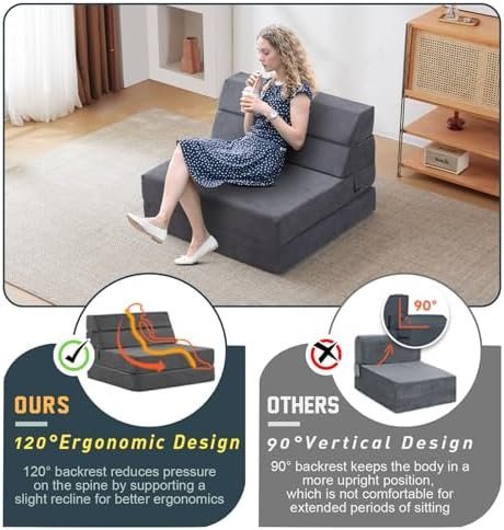 jela Foldable Sofa Bed Large Soft Foam Convertible Sleeper Chair Luxury Corduroy - Image 3