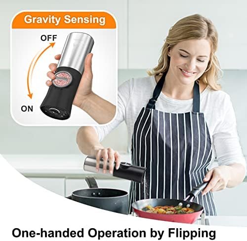 ABLEGRID Gravity Electric Salt and Pepper Grinder Set,Rechargeable Automatic - Image 2