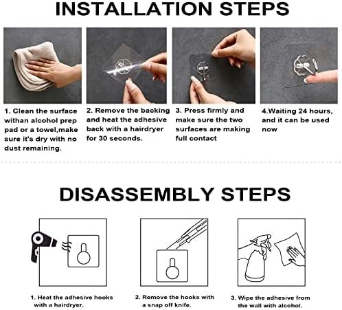 ZESLMG Adhesive Wall Hooks for Hanging, 16 Pack Heavy Duty Self Sticky Hooks - Image 6