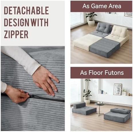 Folding Sofa Bed, 3-in-1 Convertible Sleeper Chair Corduroy High-Density Foam - Image 5