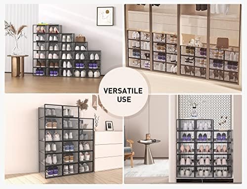 Kuject X-Large Shoe Storage Boxes Organizers Clear Plastic Stackable 12 Pack - Image 8