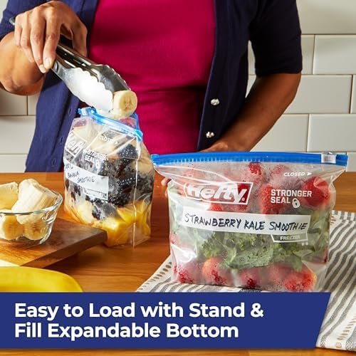 Hefty Slider Freezer Kitchen Storage Bags, Quart Size, 74 Count - Image 6