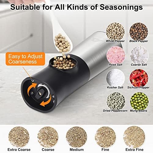 ABLEGRID Gravity Electric Salt and Pepper Grinder Set,Rechargeable Automatic - Image 4