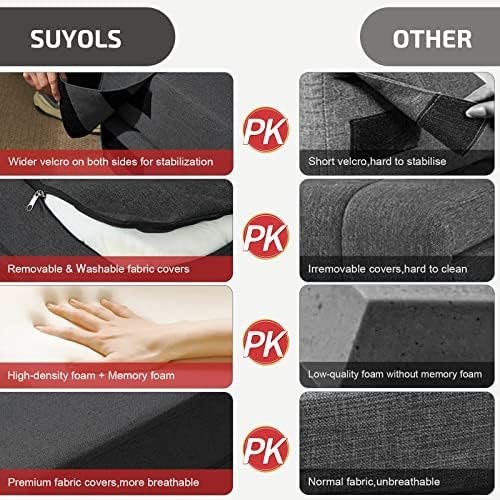 Folding Sofa Bed with Pillow- Convertible Chair Floor Couch & Sleeping Mattress - Image 6