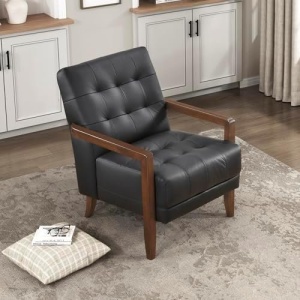 Lexicon Modern Accent Chair, Luxury Genuine Leather Match Living Room Chair