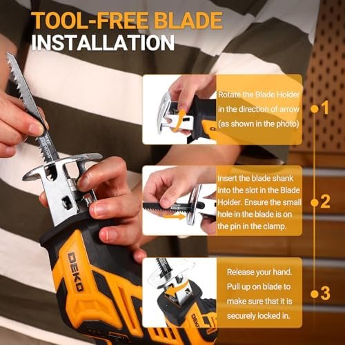 Cordless Reciprocating Saw: DEKOPRO 20Volt Battery Powered Mini Reciprocating - Image 4