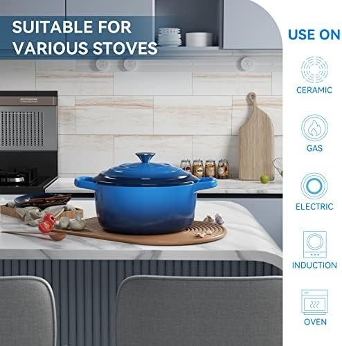 Miereirl 6 QT Enameled Dutch Oven Pot with Lid, Cast Iron Dutch Oven with Dual - Image 4