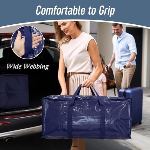 6 Pack Extra Heavy Duty Large Moving Bags with Strong Zipper & Comfortable - Image 6