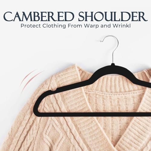 HOUSE DAY Black Velvet Hangers 60 Pack, Non Slip Clothes Felt Hanger Heavy Duty - Image 5
