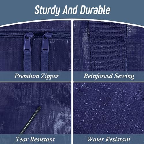 6 Pack Extra Heavy Duty Large Moving Bags with Strong Zipper & Comfortable - Image 4