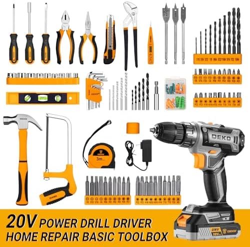 Cordless Drill Tool Kit Set: 20V Power Drill Tool Box with Battery Electric - Image 2