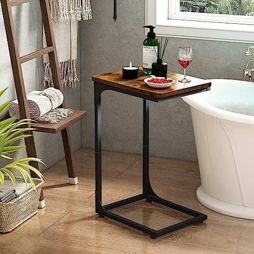 QEEIG C Table Side Table Set of 2 Living Room Sets C Shaped Couch Tray End Table - Image 5