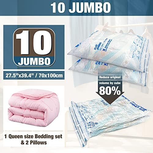 HIBAG Vacuum Storage Bags, 10 Jumbo Space Saver Vacuum Seal Bags - Image 2