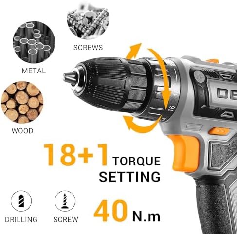 Power Drill Cordless: DEKO PRO Cordless Drill 20V Electric Power Drills Set Tool - Image 3