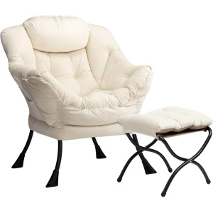 HollyHOME Fabric Lazy Chair with Foldable Ottoman