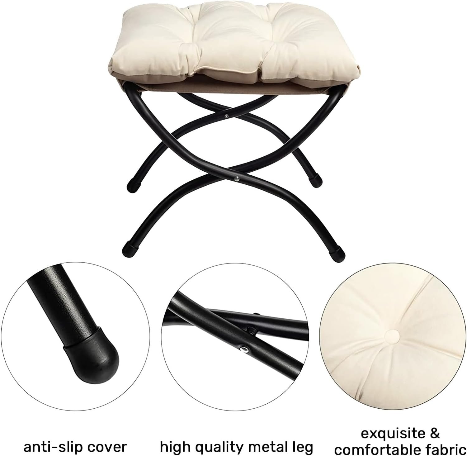 HollyHOME Fabric Lazy Chair with Foldable Ottoman - Image 7