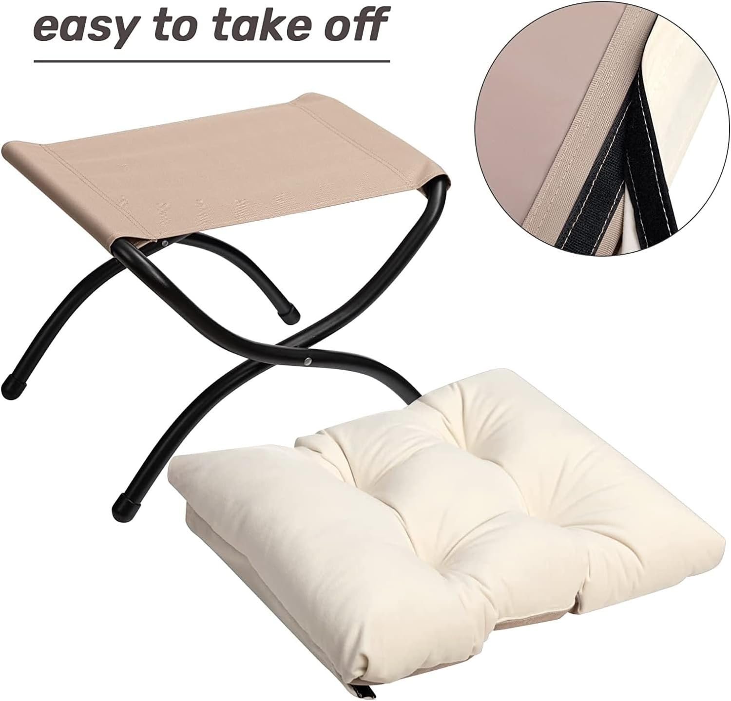 HollyHOME Fabric Lazy Chair with Foldable Ottoman - Image 8