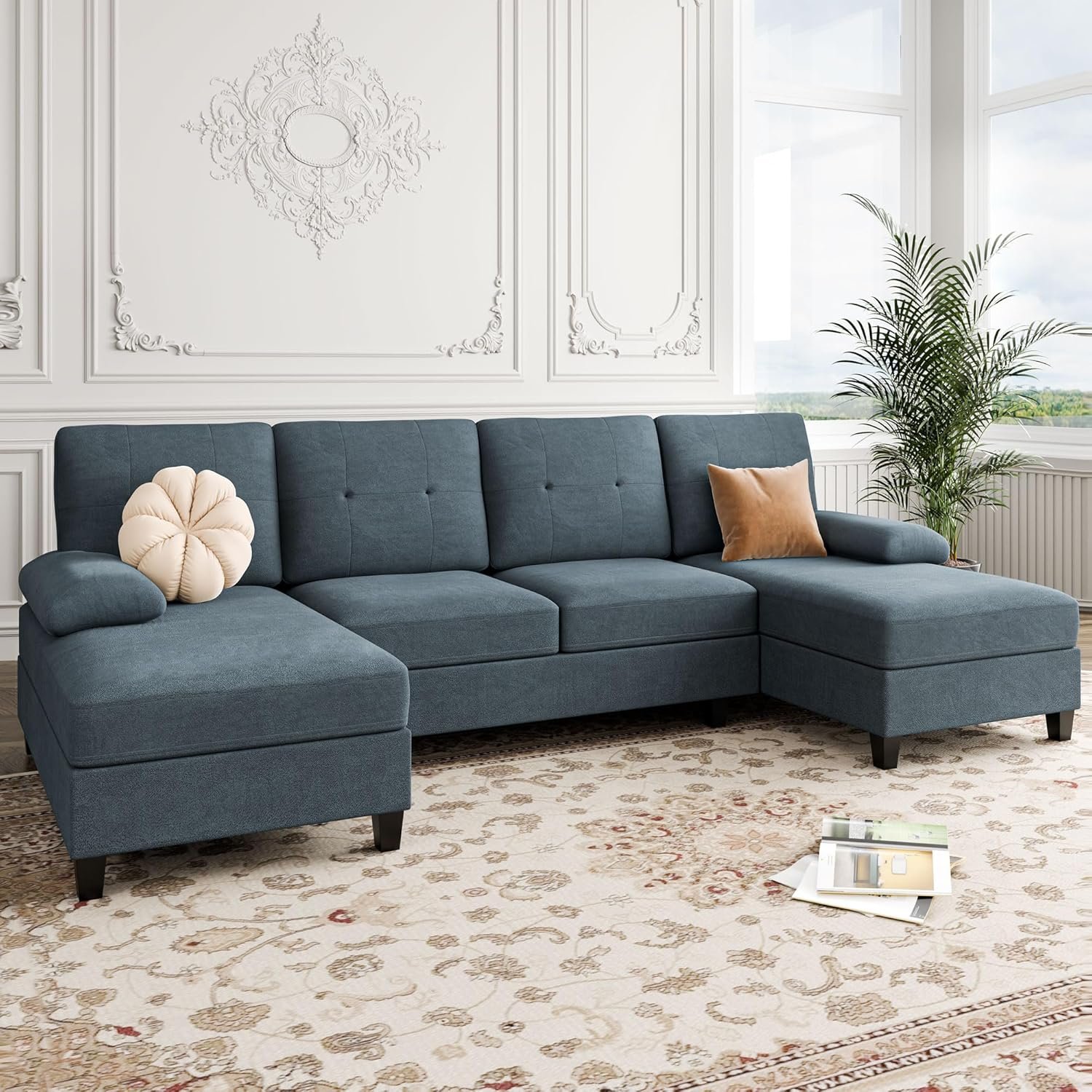 Shintenchi Sectional Couches for Living Room, 4 Seat Sofa Set
