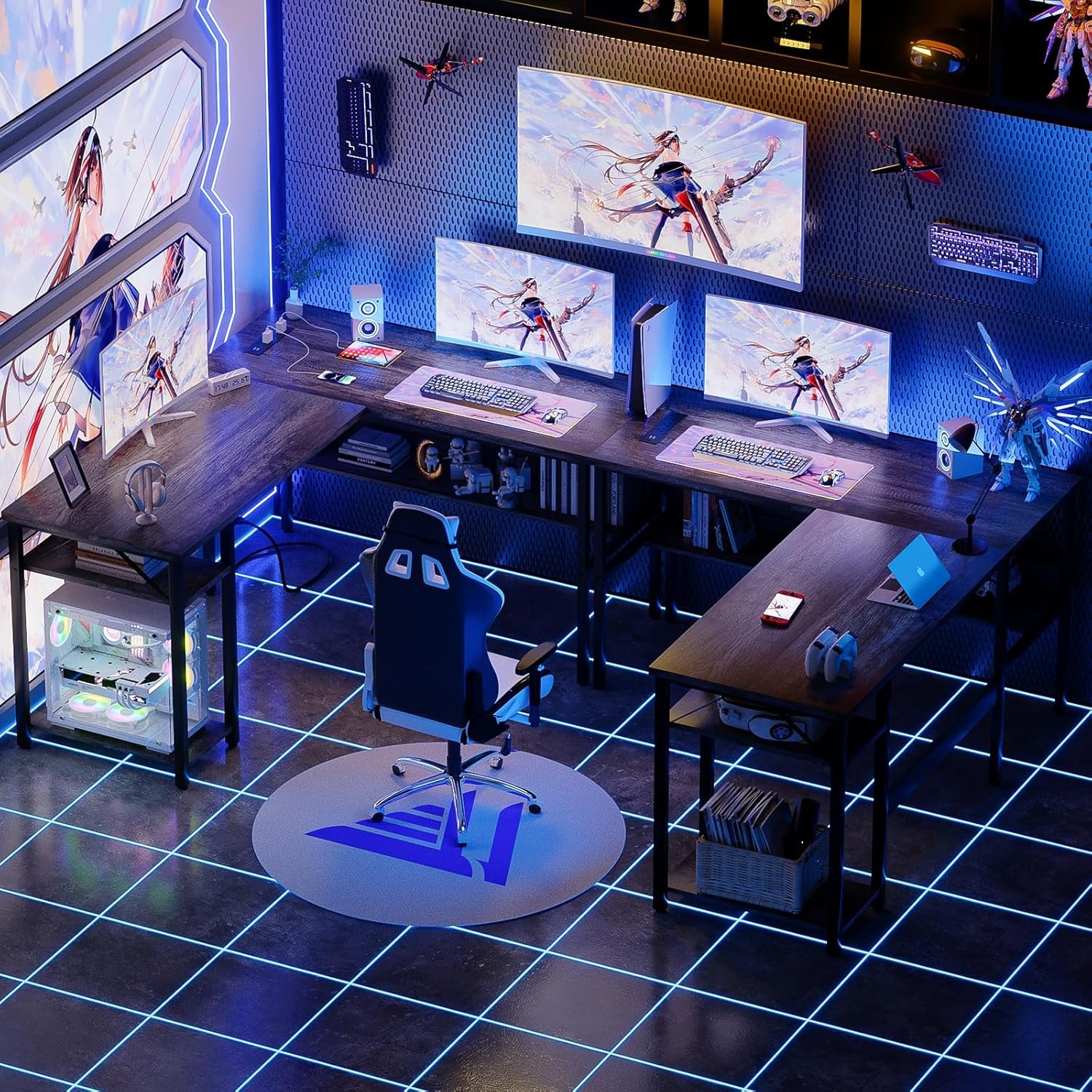 Unikito Reversible L Shaped Desk with Magic Power Outlets and USB Charging - Image 8