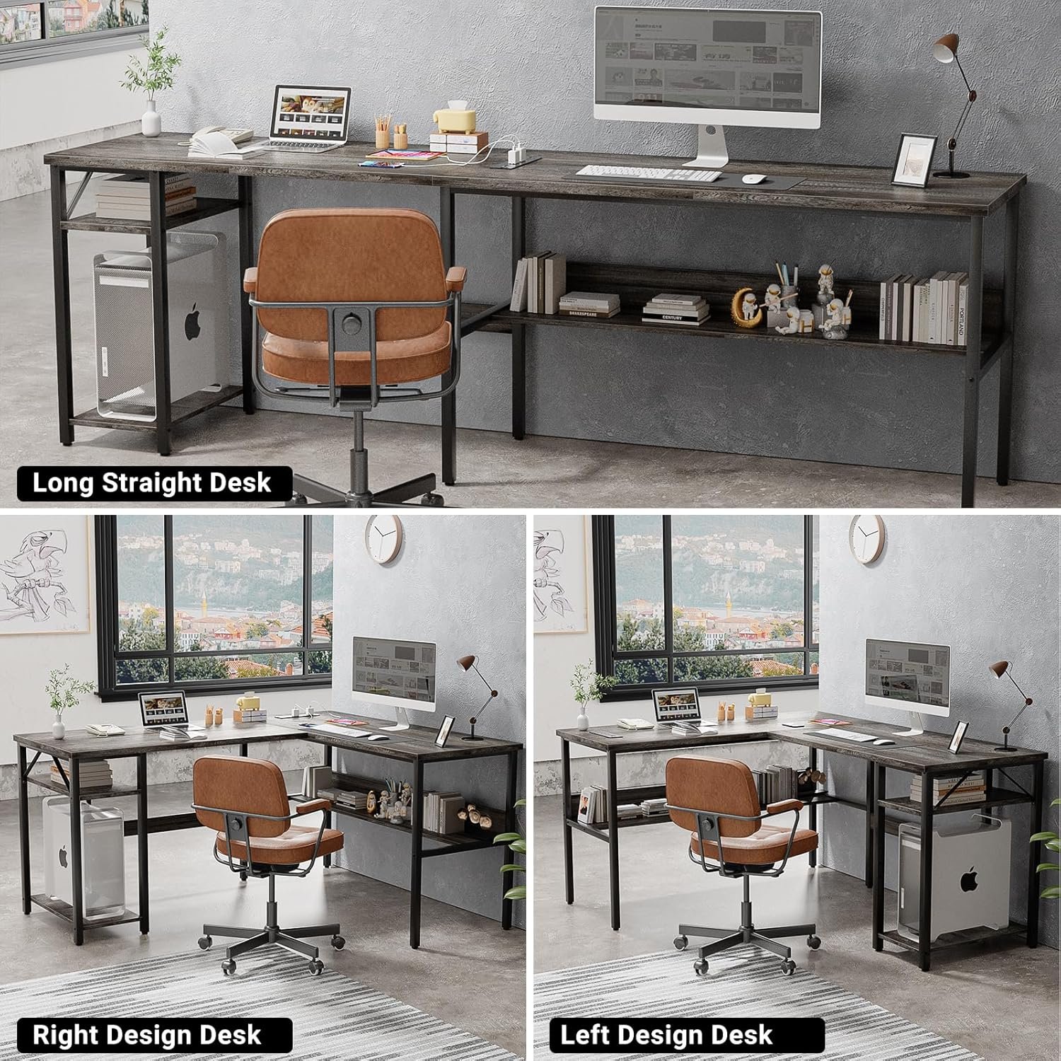 Unikito Reversible L Shaped Desk with Magic Power Outlets and USB Charging - Image 6