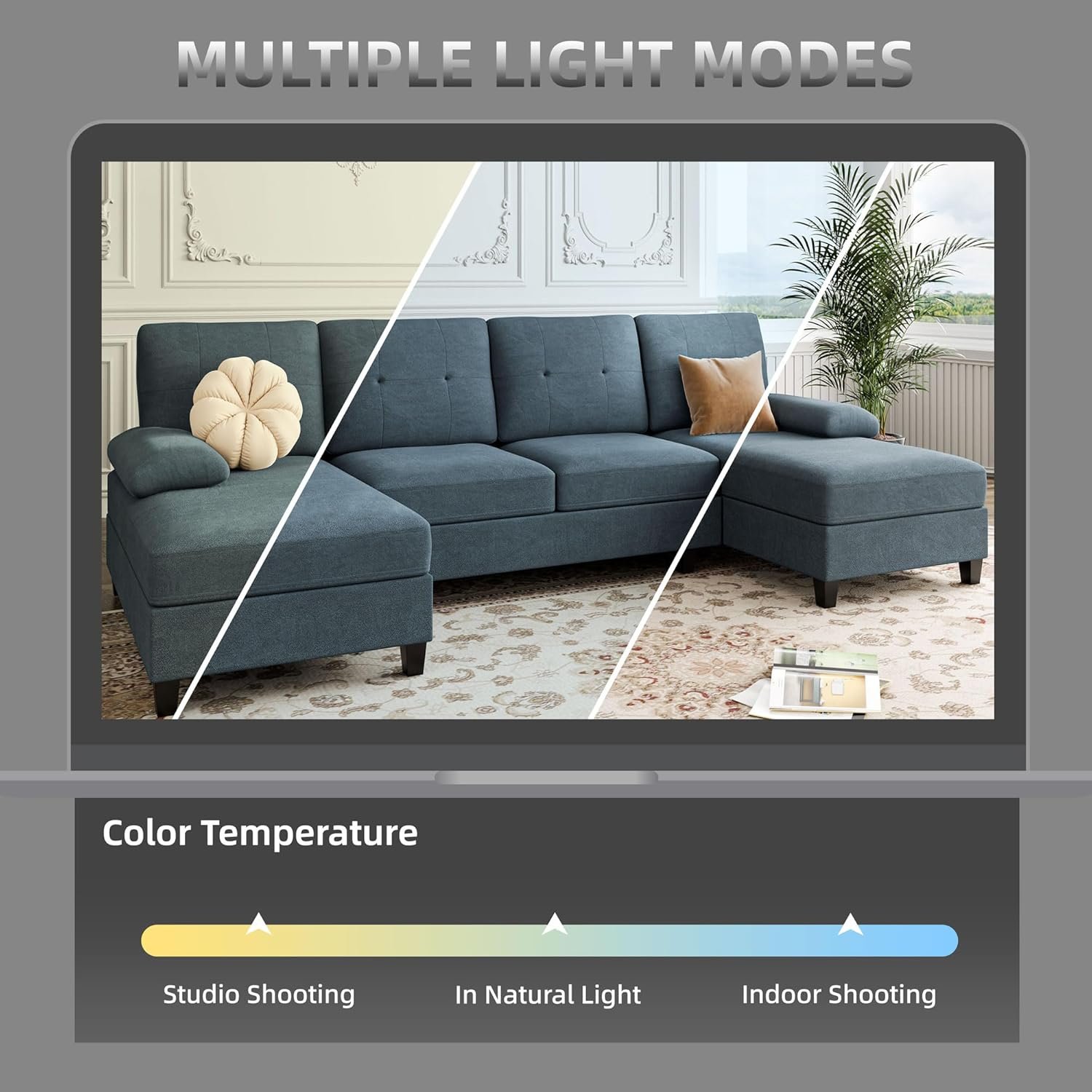 Shintenchi Sectional Couches for Living Room, 4 Seat Sofa Set - Image 5