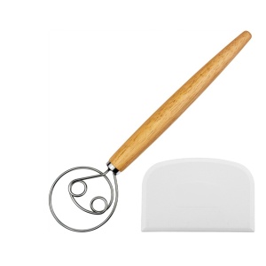 CAMKYDE 13-Inch Danish Dough Whisk and Scraper