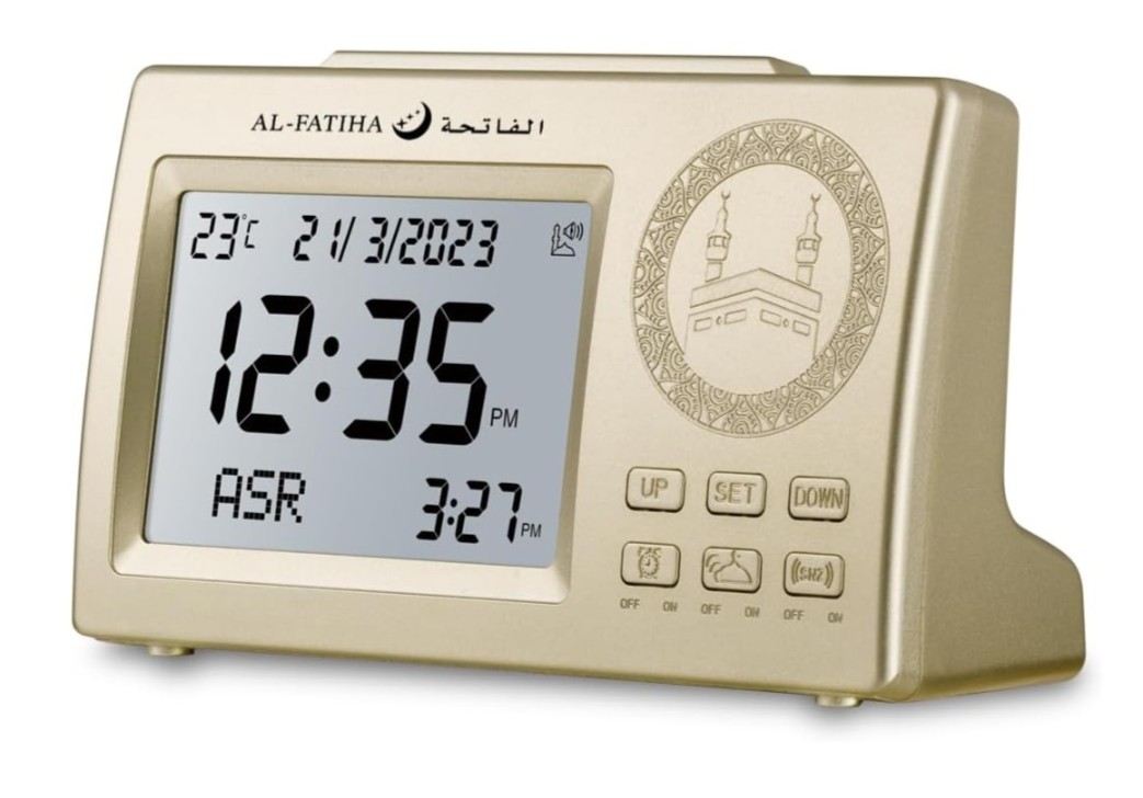 OUD BUKHOOR Muslim Azan Clock, Azan Table Prayer Clock with LCD Display, Azan Alarm Clock