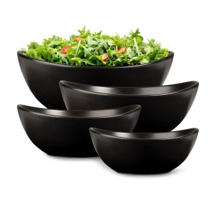 HOME BEETS Matte Black Ceramic Serving Bowls for Entertaining