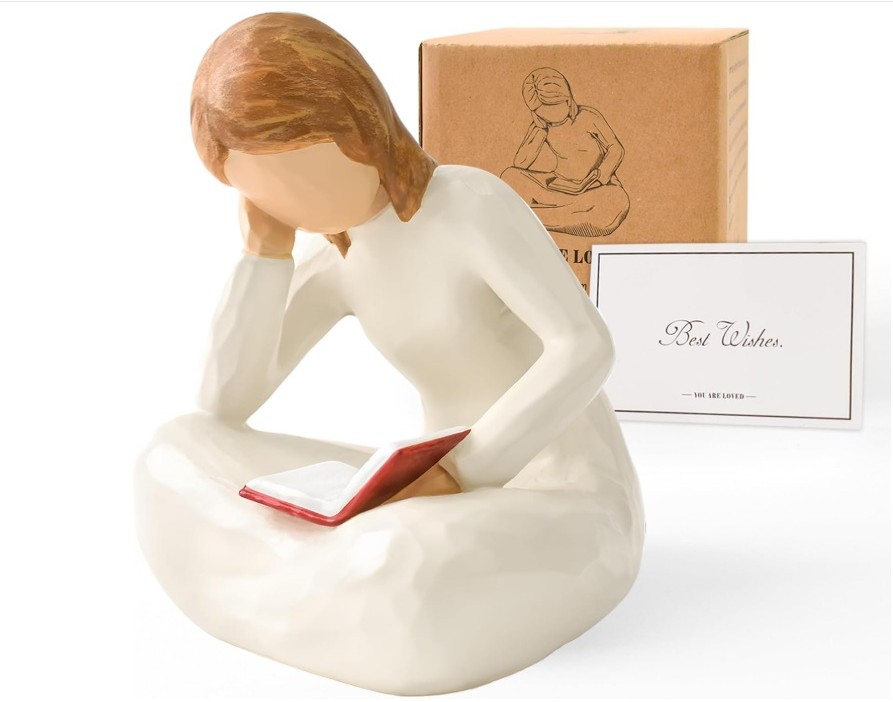 CUAYAES Reading Thinker Statue Book Lover Gifts for Women Readers