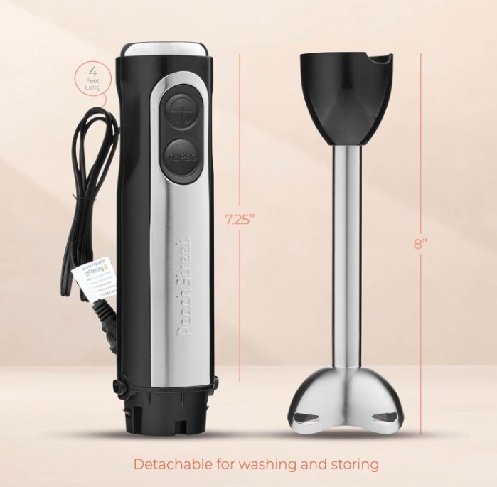 PEACH STREET Powerful Immersion Blender, 500 Watt with Turbo Mode - Image 8