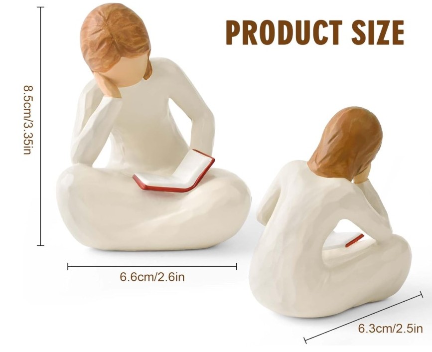 CUAYAES Reading Thinker Statue Book Lover Gifts for Women Readers - Image 2