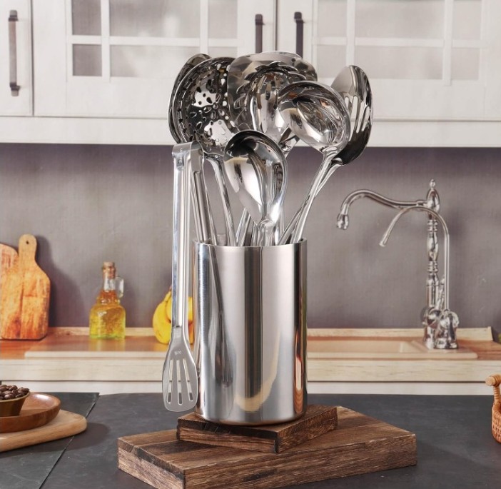 STANDCN Stainless Steel Sleek Kitchen Utensil Holder for Countertop - Image 4