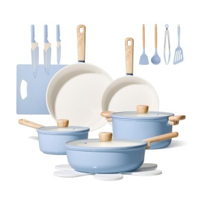 CAROTE 24pcs Ceramic Cookware Set, Pots and Pans Non Stick Kitchen Cookware Sets