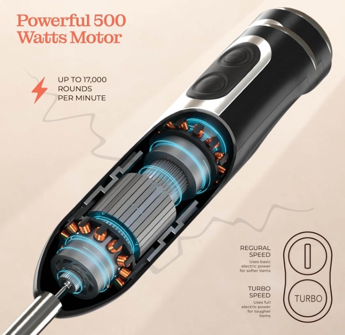 PEACH STREET Powerful Immersion Blender, 500 Watt with Turbo Mode - Image 5