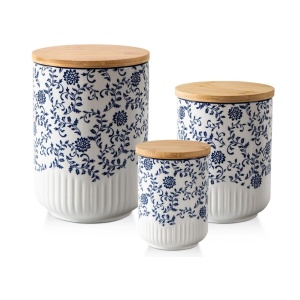 CERKIK Canisters Sets for Kitchen - Ceramic Kitchen Containers for Countertop