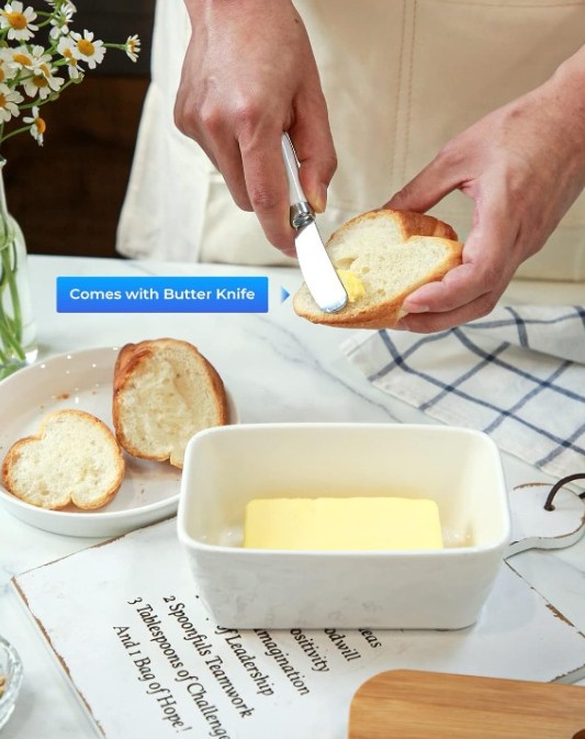 WTISAN Butter Dish with Lid: Large Butter Dish for Countertop - Image 2