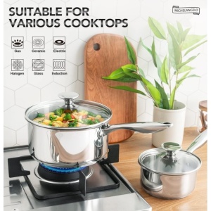 MICHELANGELO Thick Bottom Stainless Steel Saucepan with Cover