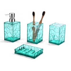 GAHEFY Teal Blue Beach Bathroom Accessories Set