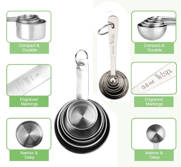 ACCMOR 11 Piece Stainless Steel Measuring Spoons Cups Set - Image 6