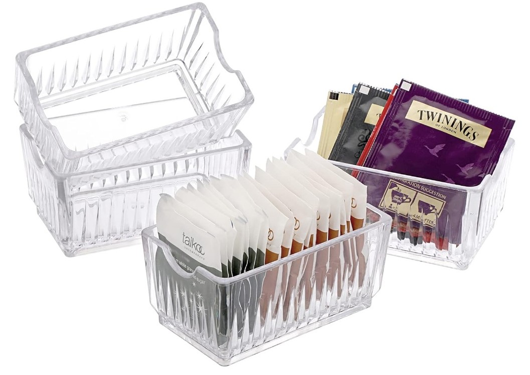 ELLDOO Set of 4 Sugar Packet Holder, Acrylic Sugar Bowl