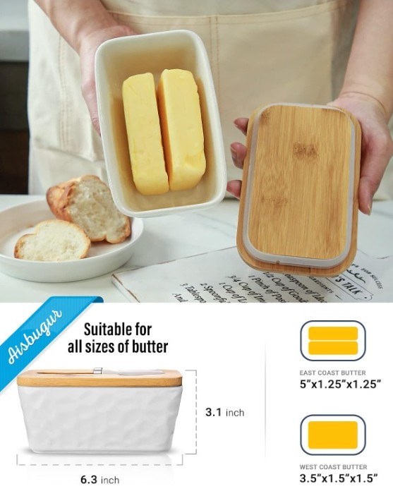 WTISAN Butter Dish with Lid: Large Butter Dish for Countertop - Image 6
