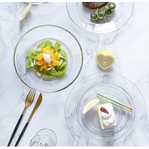 WUWEOT 8 Pack Glass Dessert Plates, 7.5" Clear Salad and Appetizer Plates