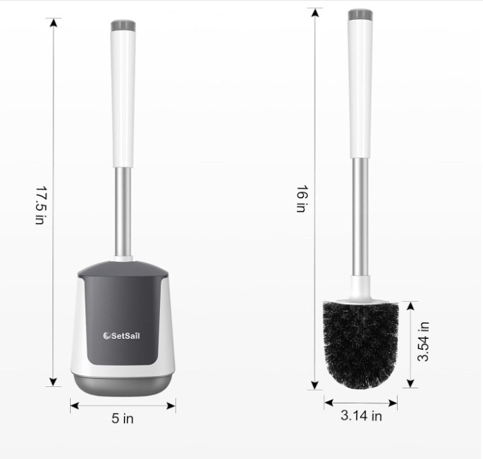 SETSAIL Self Closing Lid Toilet Bowl Brushes Holder and Extra Long Handle - Image 2