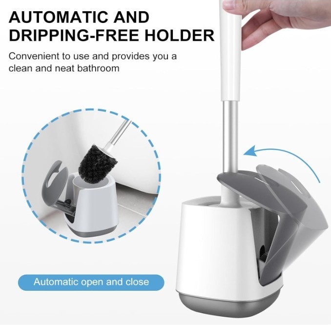 SETSAIL Self Closing Lid Toilet Bowl Brushes Holder and Extra Long Handle - Image 4