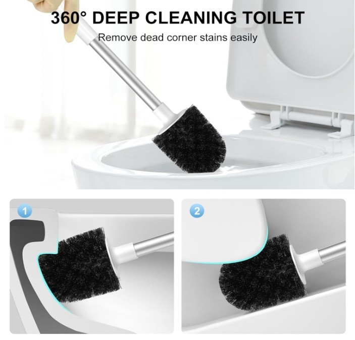 SETSAIL Self Closing Lid Toilet Bowl Brushes Holder and Extra Long Handle - Image 5