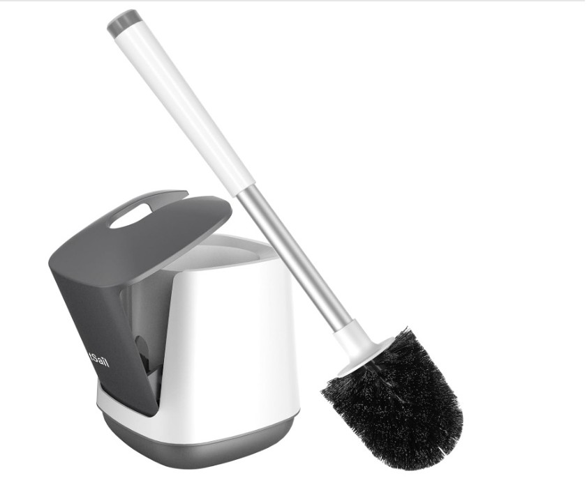 SETSAIL Self Closing Lid Toilet Bowl Brushes Holder and Extra Long Handle